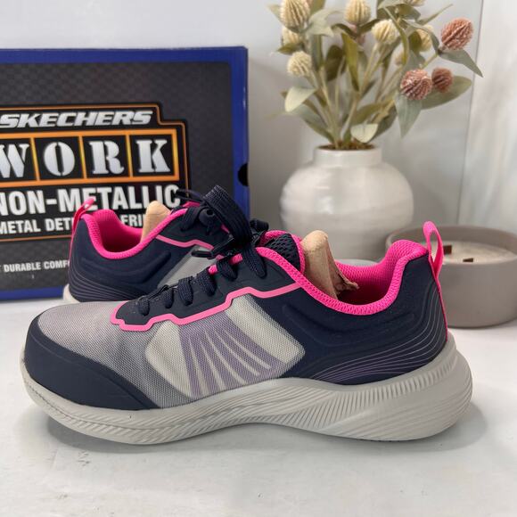 Skechers Carbix-Niyla Composite Toe Work Shoe Navy/Pink 108196 Women's 6.5 NWB - Picture 7 of 10